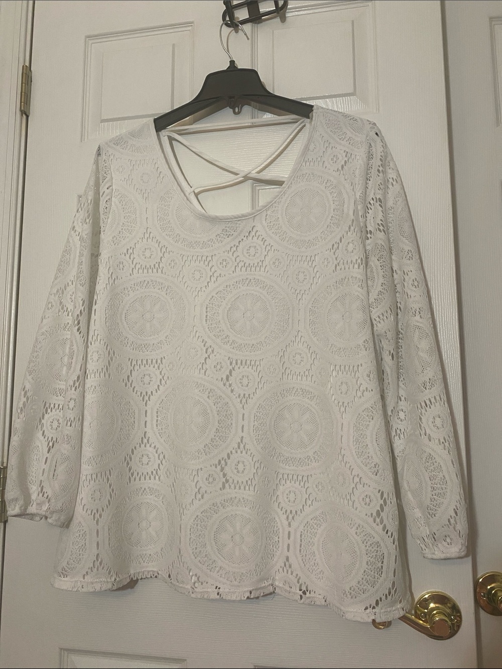 2X Crochet lace Tunic Crisscross Back made in 🇺🇸 USA Y2K Anthropologie